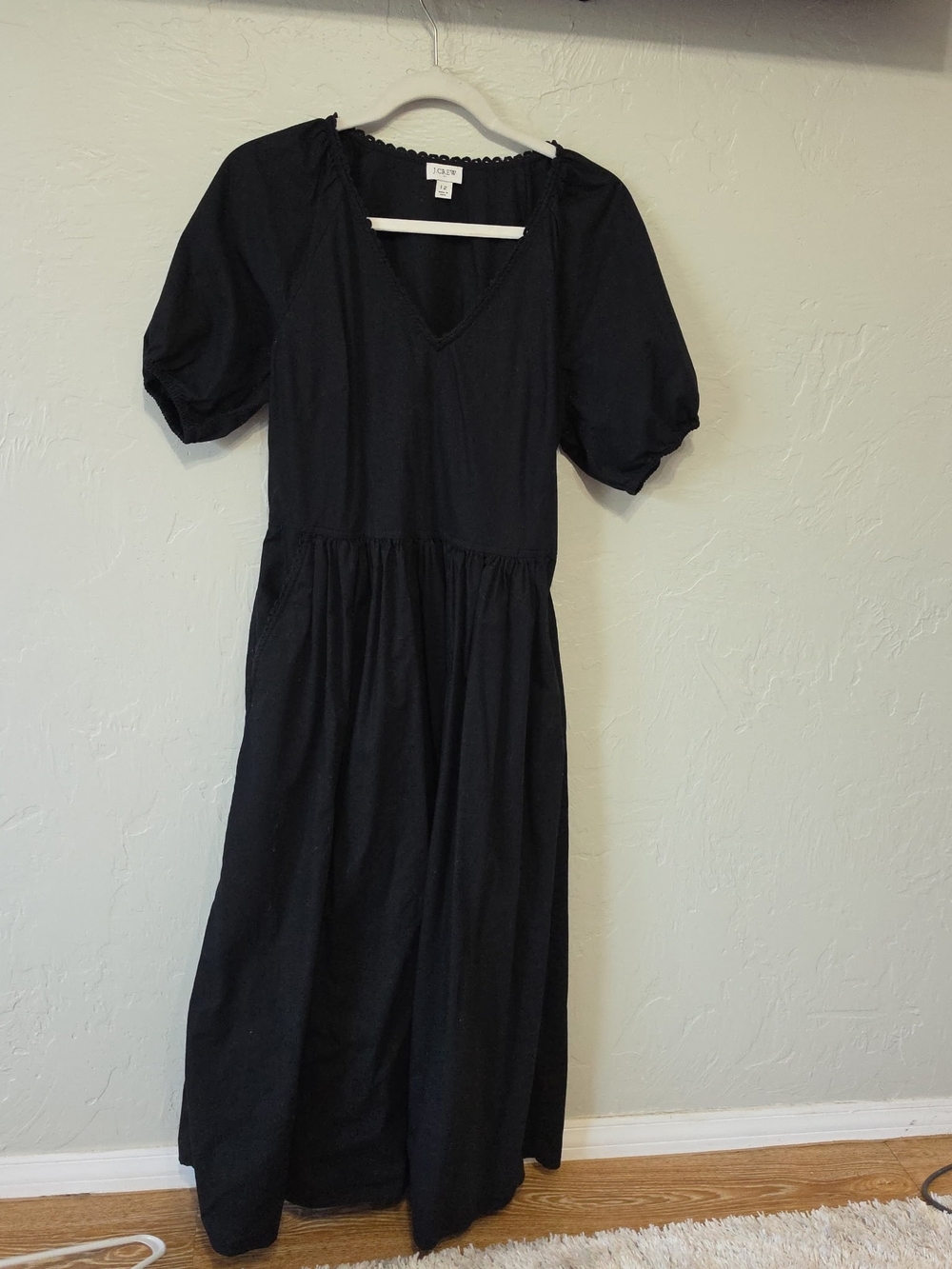 J. Crew Black Maxi Dress with Puff Sleeves